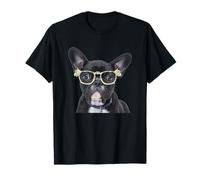 Lindo Perro Bulldog francés en Gafas de Cachorro Camiseta