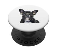 Lindo Perro Bulldog francés en Gafas de Cachorro PopSockets PopGrip Adhesivo