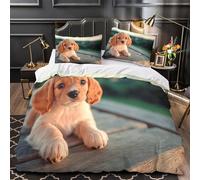 Lindo perro caniche Funda de Edredón Impresión 3D 3 Piezas Microfibra Suave Cremallera Oculta con Fundas de Almohada Transpirable Pintura de retrato Funda Edredon for familia Super king（260x220cm）