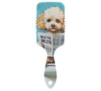 Lindo perro caniche retro leer periódico cepillo de pelo suave para mujeres delgado diseñado masajeador de cabeza para cabello mojado con mango ergonómico cepillo para definir rizos