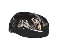 Lindo perro carlino negro - Escala estándar-2_00x estilo estampado funcional banda deportiva para hombres y mujeres diadema elástica transpirable