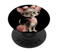 Lindo Perro Chihuahua Divertido Amante de Las Mascotas Divertido diseño de Dibujos Animados PopSockets PopGrip Adhesivo