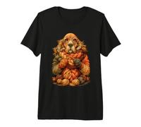 Lindo Perro Cocker Spaniel Tejido Acogedor otoño Animal Arte Camiseta Premium