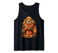 Lindo Perro Cocker Spaniel Tejido Acogedor otoño Animal Arte Camiseta sin Mangas