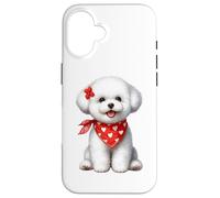 Lindo Perro con Bandana roja - Nice Bichon Frise Lover Carcasa para iPhone 16