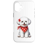 Lindo Perro con Bandana roja - Nice Bichon Frise Lover Carcasa para iPhone 16 Plus
