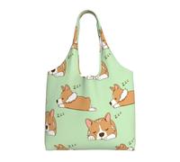Lindo perro Corgi,Bolsas de mano reutilizables, bolsas de supermercado, bolso de hombro de lona de gran capacidad