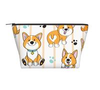 Lindo Perro Corgi en una Raya, Bolsa de artículos de tocador Bolsa de Maquillaje Bolsa de cosméticos Bolsa de artículos de tocador de Viaje portátil