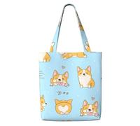 Lindo perro corgi kawaii，Bolsas de supermercado reutilizables, bolsas de compras, bolsas de lona de gran capacidad, bolso de hombro