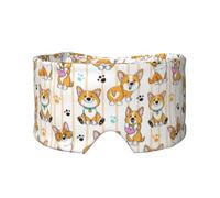 Lindo perro Corgi sobre un fondo de rayas,Máscara para ojos con bloqueo de luz y protección ocular completa para dormir, orejeras y ojos.