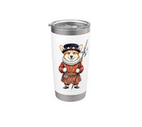Lindo perro Corgi Torre de Londres Guardián Reino Unido Inglaterra Vaso térmico de acero inoxidable de doble pared