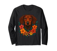 Lindo perro Dachsund Flores Salchicha Floral Mascota Primavera Verano Manga Larga