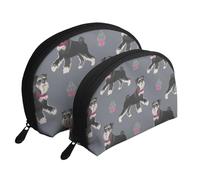 Lindo Perro de Animal Schnauzer, Bolsa de Maquillaje de Concha, Monedero pequeño para Mujer, Bolsa de artículos de tocador, Bolsa de cosméticos, 2 Piezas