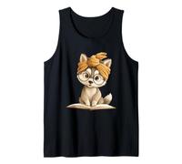 Lindo Perro de Lectura Husky Amante de los Libros Animal Graphic Baby Puppy Camiseta sin Mangas