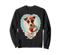 Lindo Perro de San Valentín Jack Russell con corazón Coqueta Vintage Sudadera