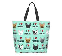 Lindo perro Frenchie estampado de Bulldog bolso de mano impermeable mujeres de gran capacidad hombro bolsas de compras de comestibles