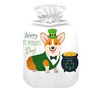 Lindo perro galés Corgi en bolsa de agua caliente y funda suave y cálida para cama de invierno, cuello y hombros, 1 L