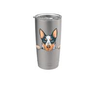 Lindo perro ganado australiano divertido perro australiano de Heeler Peeking Puppy Vaso térmico de acero inoxidable de doble pared