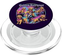 Lindo Perro Golden Retriever 80s Rock Music Ilustration PopSockets PopGrip para MagSafe