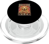 Lindo Perro Golden Retriever 80s Rock Music Ilustration PopSockets PopGrip para MagSafe