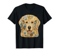 Lindo Perro Golden Retriever Collage Verano Arte mediterráneo Camiseta