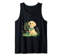 Lindo perro golden retriever plantando flores Día de la Tierra cachorro Camiseta sin Mangas