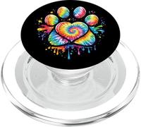 Lindo Perro Huella Amor Tie Dye corazón Arco Iris Acuarela PopSockets PopGrip para MagSafe