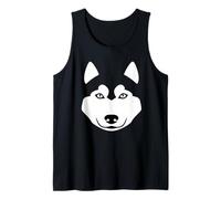 Lindo Perro Husky Cara Minimalista Animal gráfico Husky Camiseta sin Mangas