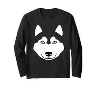 Lindo Perro Husky Cara Minimalista Animal gráfico Husky Manga Larga
