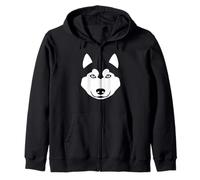 Lindo Perro Husky Cara Minimalista Animal gráfico Husky Sudadera con Capucha