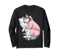 Lindo Perro Husky Siberiano durmiendo en Pijama Arte para Dormir Manga Larga