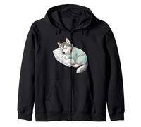 Lindo Perro Husky Siberiano durmiendo en Pijama Arte para Dormir Sudadera con Capucha