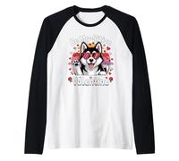 Lindo Perro Husky Siberiano Vintage Be My-Sitive Valentine Lover Camiseta Manga Raglan