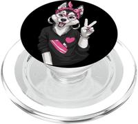 Lindo Perro Husky Signo de Paz Retro gráfico juguetón Vibrante PopSockets PopGrip para MagSafe