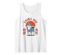 Lindo perro japonés Shiba Inu estilo kawaii Camiseta sin Mangas