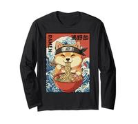 Lindo Perro Kawaii Comiendo Ramen Shiba Inu - Anime japonés Manga Larga