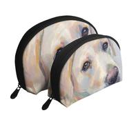 Lindo Perro Labrador, Bolsa de Maquillaje de Concha, Monedero pequeño para Mujer, Bolsa de artículos de tocador, Bolsa de cosméticos, 2 Piezas