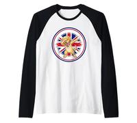 Lindo Perro Labrador Gracioso Bandera de Inglaterra Reino Unido Dabbing Camiseta Manga Raglan