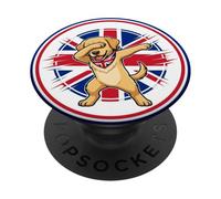 Lindo Perro Labrador Gracioso Bandera de Inglaterra Reino Unido Dabbing PopSockets PopGrip Adhesivo