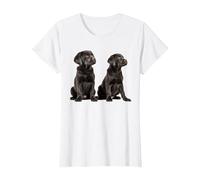 Lindo Perro Labrador Retriever Negro Cachorro Laboratorio mamá Camiseta, Mujer, Blanco, XL