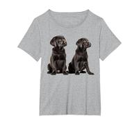 Lindo Perro Labrador Retriever Negro Cachorro Laboratorio mamá Camiseta, Mujer Tallas Grandes, Gris Jaspeado, 3XL Grande