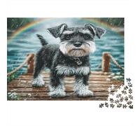 Lindo Perro Mascota 100% cartón Reciclado Schnauzer por Agua 1000 Piezas Rompecabezas Adultos y niños desafiante Rompecabezas 38x26cm/1000 Piezas