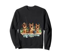 Lindo perro pastor alemán pesca estanque cachorro lago pescado cachorro Sudadera