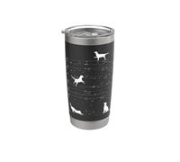Lindo perro perro jugando música nota clave arte músico Vaso térmico de acero inoxidable de doble pared