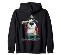 Lindo Perro Pirata Spyglass Mapa del Tesoro Aventura Sudadera con Capucha