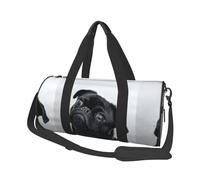 Lindo Perro Pug Negro, Bolsa de Viaje de Gran Capacidad, Bolso Redondo, Bolsa de Viaje Deportiva, Bolsa de Mano, Bolsa de Fitness