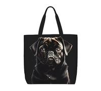 Lindo Perro Pug Negro Bolso De Compras Casual Bolsa De Compra Versátil Bolsas De Compra Para Fitness Picnic Viajes
