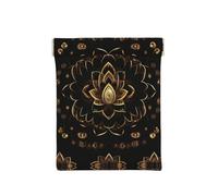 Lindo perro pug negro escala estándar-2_00x monedero impreso monedero, organizador de monedas, soporte de cambio, cartera de viaje pequeña, para monedas, cambio, auriculares, Flores de loto doradas,