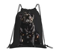 Lindo Perro Pug Negro Unisex Mochila De Cuerdas Con Cordón Bolsa De Deporte Ajustable Mochilas Deportiva Para Playa Acampada Senderismo