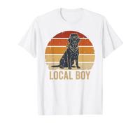 Lindo Perro Retro Local, Negro, Cazador de Laboratorio, Vintage, Puesta de Sol Camiseta gráfica económica, Hombre, Blanco, M